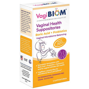 Boric Acid Vaginal Suppositories, Yeast Symptom Relief Formula, 5 Pack