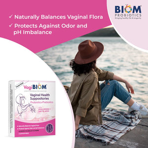 VagiBiom Probiotics Suppository & Vaginal pH Test Convenient Travel Pack